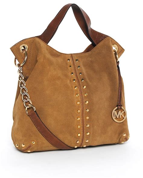 michael kors dark brown bag|brown suede michael kors handbags.